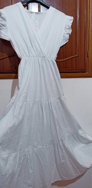 Abito lungo bianco cotone estivo nuovo made in ita