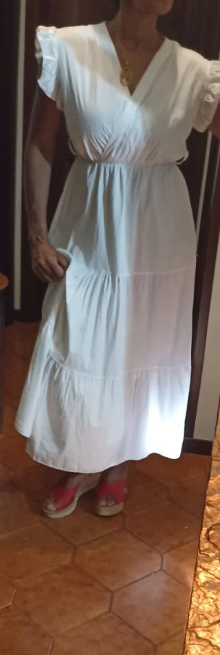 Abito lungo bianco cotone estivo nuovo made in ita