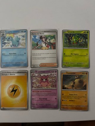 Lote de cartas Pokémon: Amaura, Spinarak, etc.