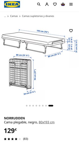 Cama Plegable Individual IKEA Norrudden