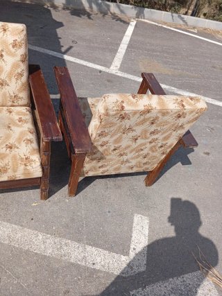 Butaca vintage tela y madera
