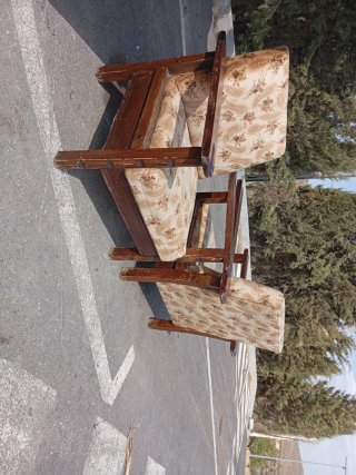 Butaca vintage tela y madera