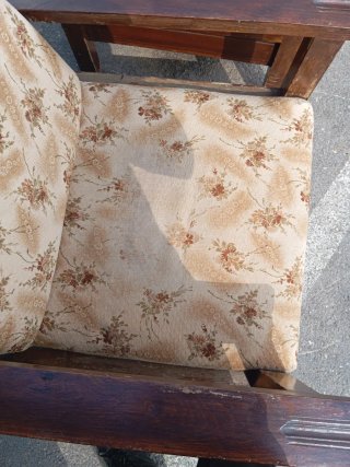 Butaca vintage tela y madera