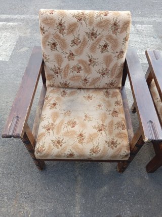 Butaca vintage tela y madera