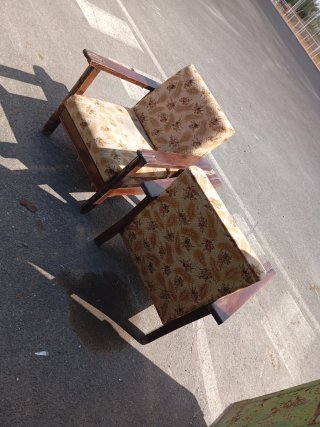 Butaca vintage tela y madera
