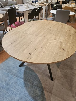 Mesa redonda extensible madera y metal 153cm