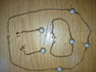 Conjunto bisutería vintage perlas y metal dorado