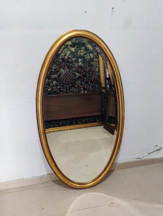 Espejo Ovalado Antiguo Dorado