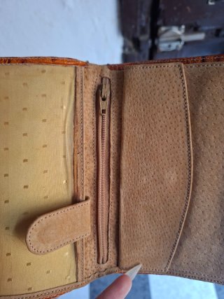 Cartera Piel Cocodrilo Vintage Marrón/Naranja