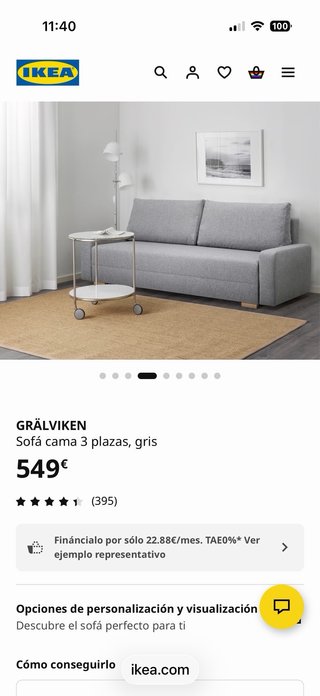 Sofá cama gris tela buen estado