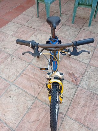 Bicicleta infantil azul con ruedines