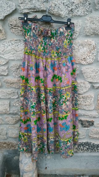 Falda larga estampada multicolor