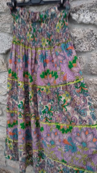 Falda larga estampada multicolor