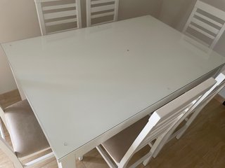 Mesa y 6 Sillas Comedor Blancas