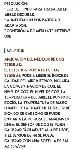 Medidor CO2, Temp. RH AZ 77535