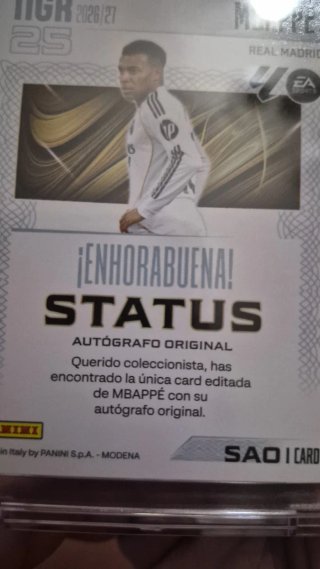 Cromo Mbappé Real Madrid Panini Autografiado 1/1