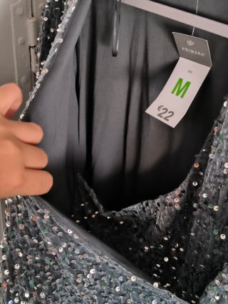 Vestido lentejuelas gris Primark Talla M