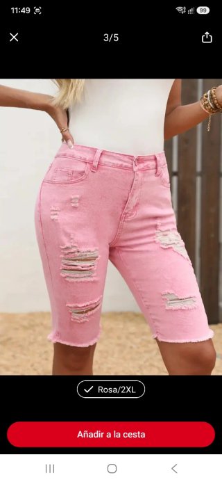 Vaqueros cortos rotos mujer rosa T2XL. Nuevos.