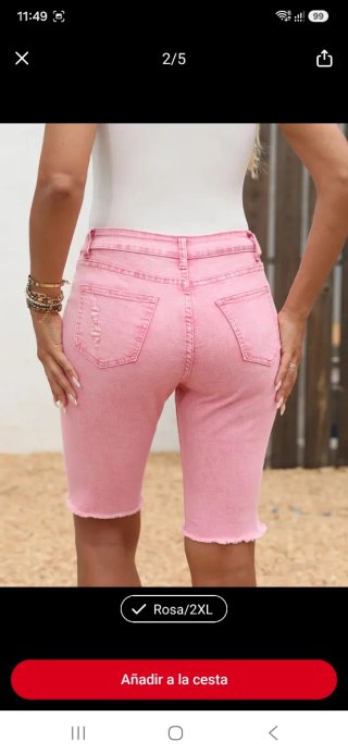 Vaqueros cortos rotos mujer rosa T2XL. Nuevos.