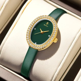 Reloj Jialuisi Mujer Ovalado Dorado y Verde