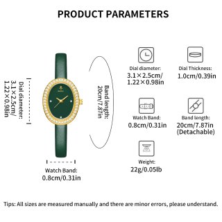 Reloj Jialuisi Mujer Ovalado Dorado y Verde