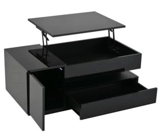 Mesa Centro Elevable Negra y Marrón