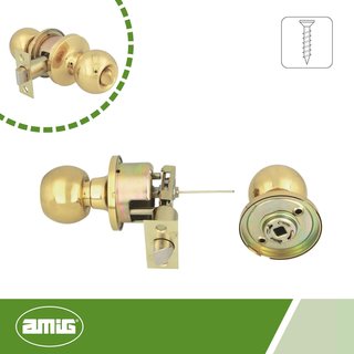 Amig - Juego de pomos tipo bola, Sistema de Emergencia Exterior y Condena Interior, Picaporte de entrada 60/70 mm