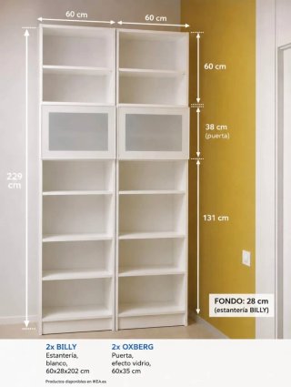 Estanterías IKEA BILLY + 2 puertas OXBERG