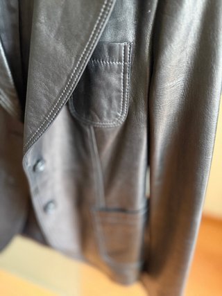 Blazer Piel Massimo Dutti Negro Talla M