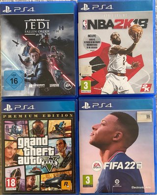 Lote 4 Videojuegos PS4: FIFA 22, NBA 2K18, GTA V,