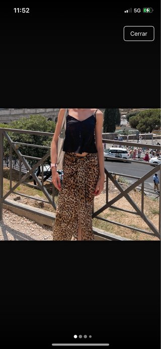 Falda Zara Larga Estampado Leopardo Talla XS