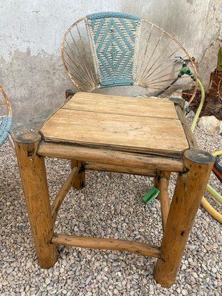 Mesita auxiliar rústica madera vintage