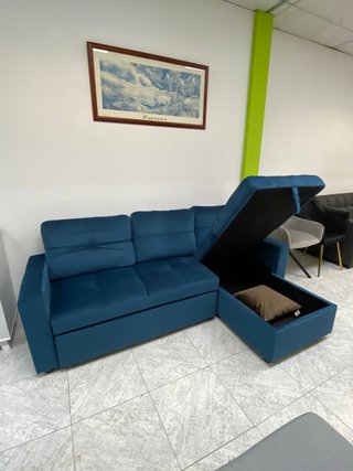 CHOLLO Sofá cama chaise longue azul