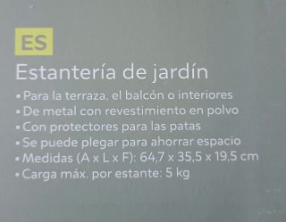 Estantería de jardín de metal negra