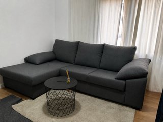Sofá chaiselongue 3 plazas gris oscuro