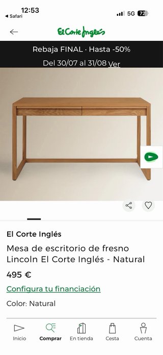 Mesa de roble para escritorio