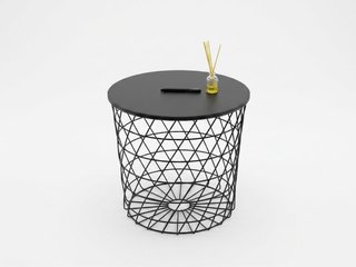 Mesa auxiliar redonda moderna metal negro
