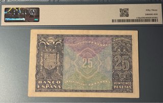 25 Pesetas España 1940 Banco de España PMG 53
