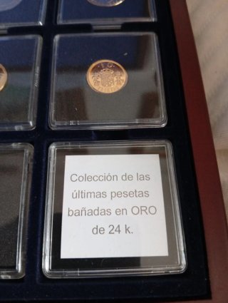 Estuche últimas pesetas bañadas en oro 24k