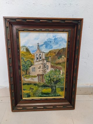 Cuadro antiguo con marco de madera