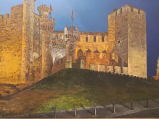 Cuadro Óleo Castillo Ponferrada 70x51