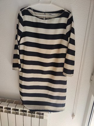 Vestido marinero rayas beige y negro