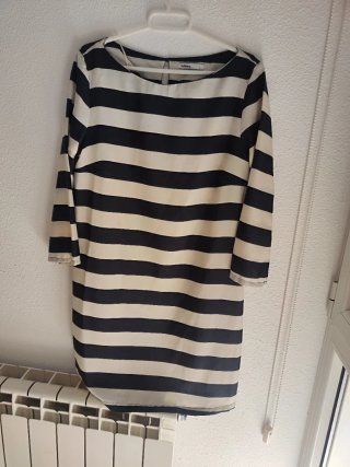 Vestido marinero rayas beige y negro