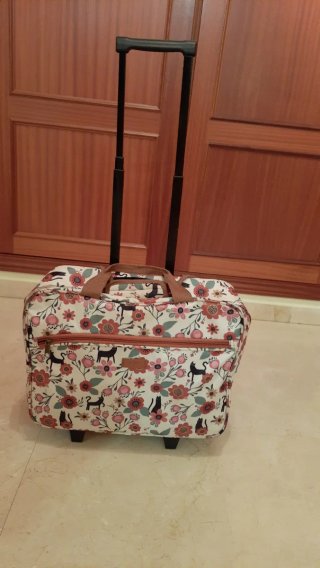 Maleta con ruedas y asa. 43x15x33