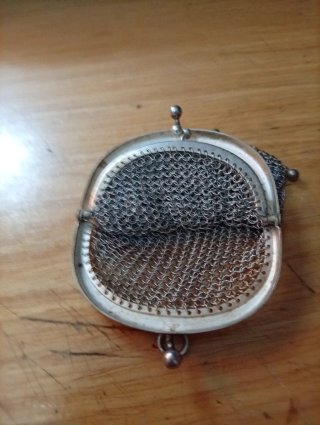 Monedero antiguo cota de malla y plata