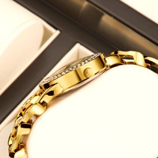 Reloj Mujer Dorado y Negro con Cristales