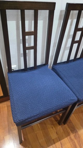 6 Sillas de Comedor Madera y Tela