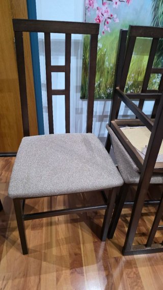 6 Sillas de Comedor Madera y Tela