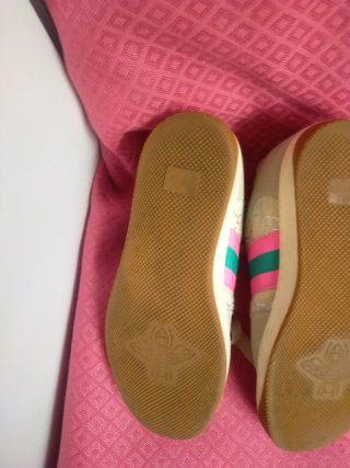 Zapatillas Gucci Mujer Talla 37 Beige/Rosa, Verde