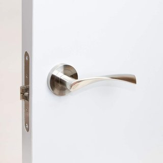 Jdel Juego de manivela para puertas de interior, juego de maneta o manilla para puerta de paso con roseta 50 mm